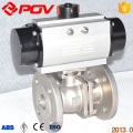 Stainless steel 2 way flanged pneumatic air actuated ball valve